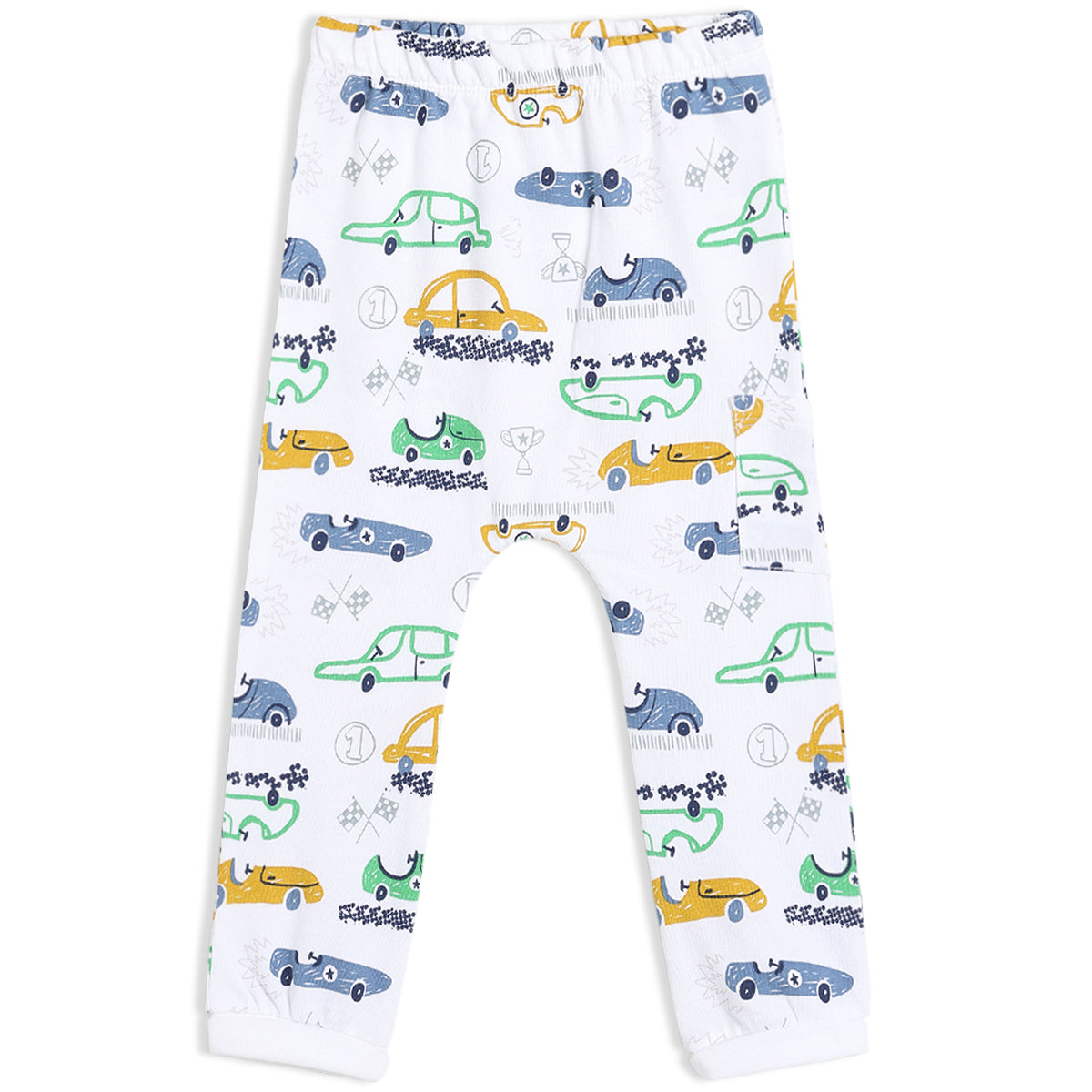 Boys White Round Neck Full Length Top And Bottom