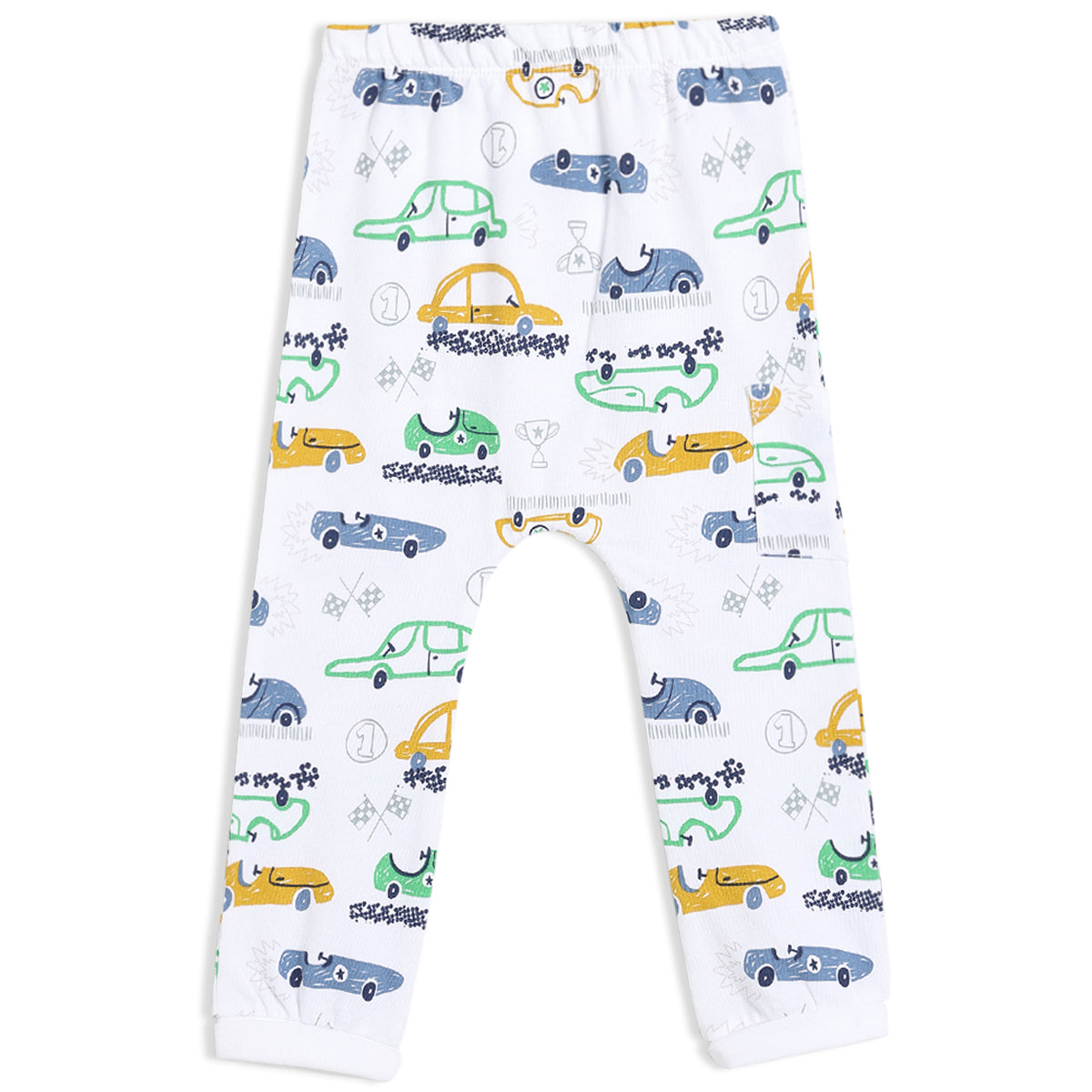 Boys White Round Neck Full Length Top And Bottom