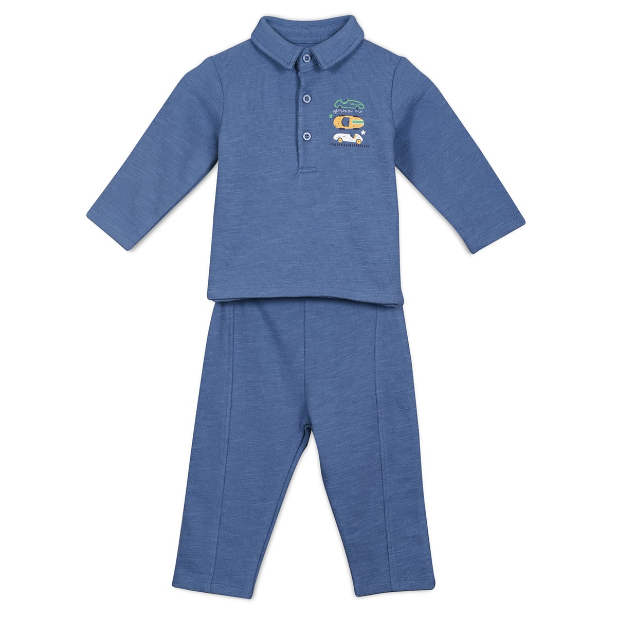 Baby Boys Polo T-Shirt, Denim Pant & Co-ord Set Outfit Bundle - Blue, Mustard & White