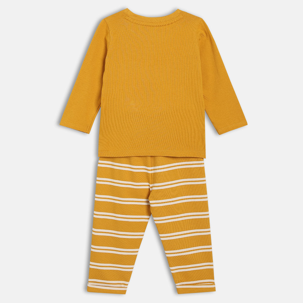 Boys Mustard Round Neck Full Length Top And Bottom