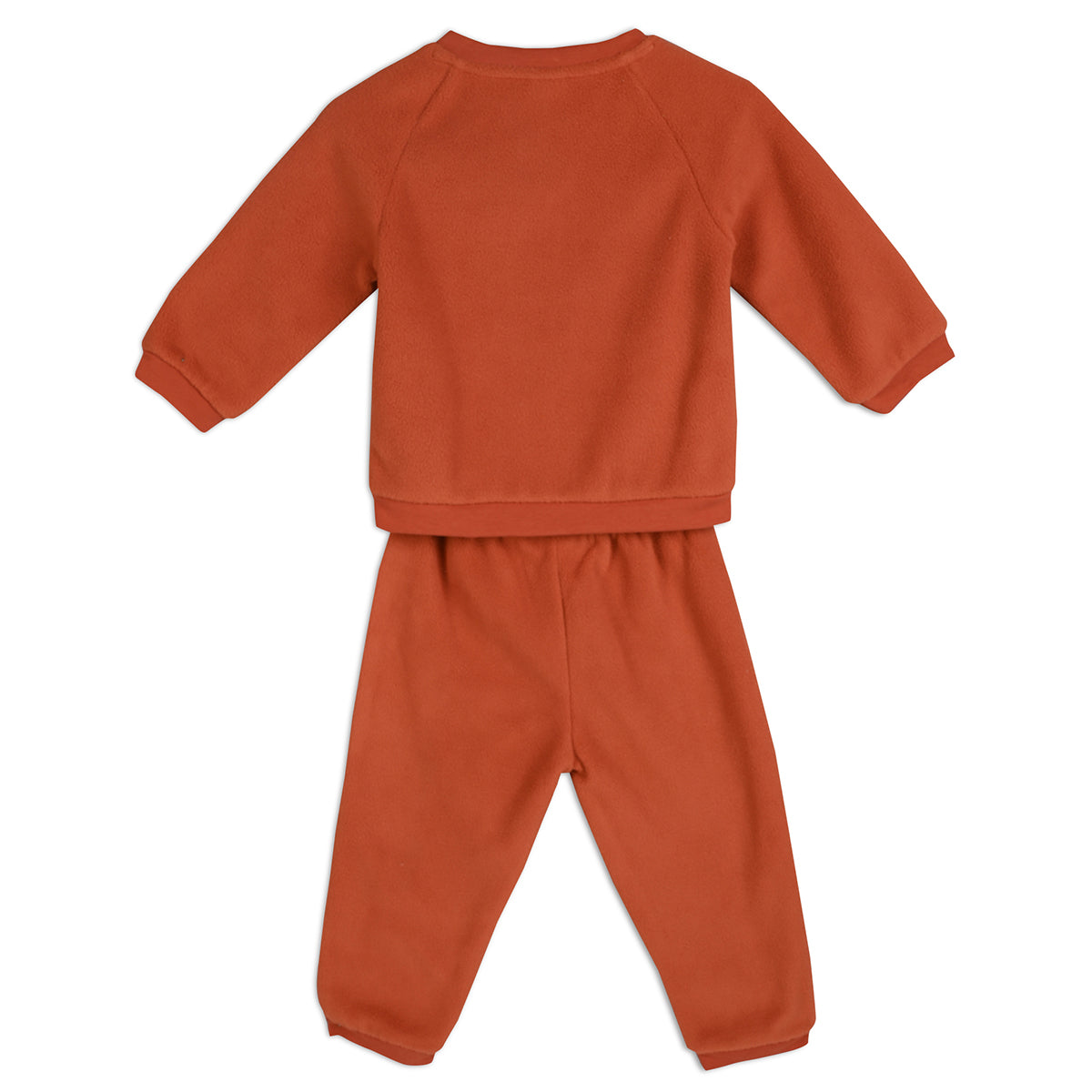 Boys Cotton Full Sleeve Text Embroidered Clothing Set - Rust Orange