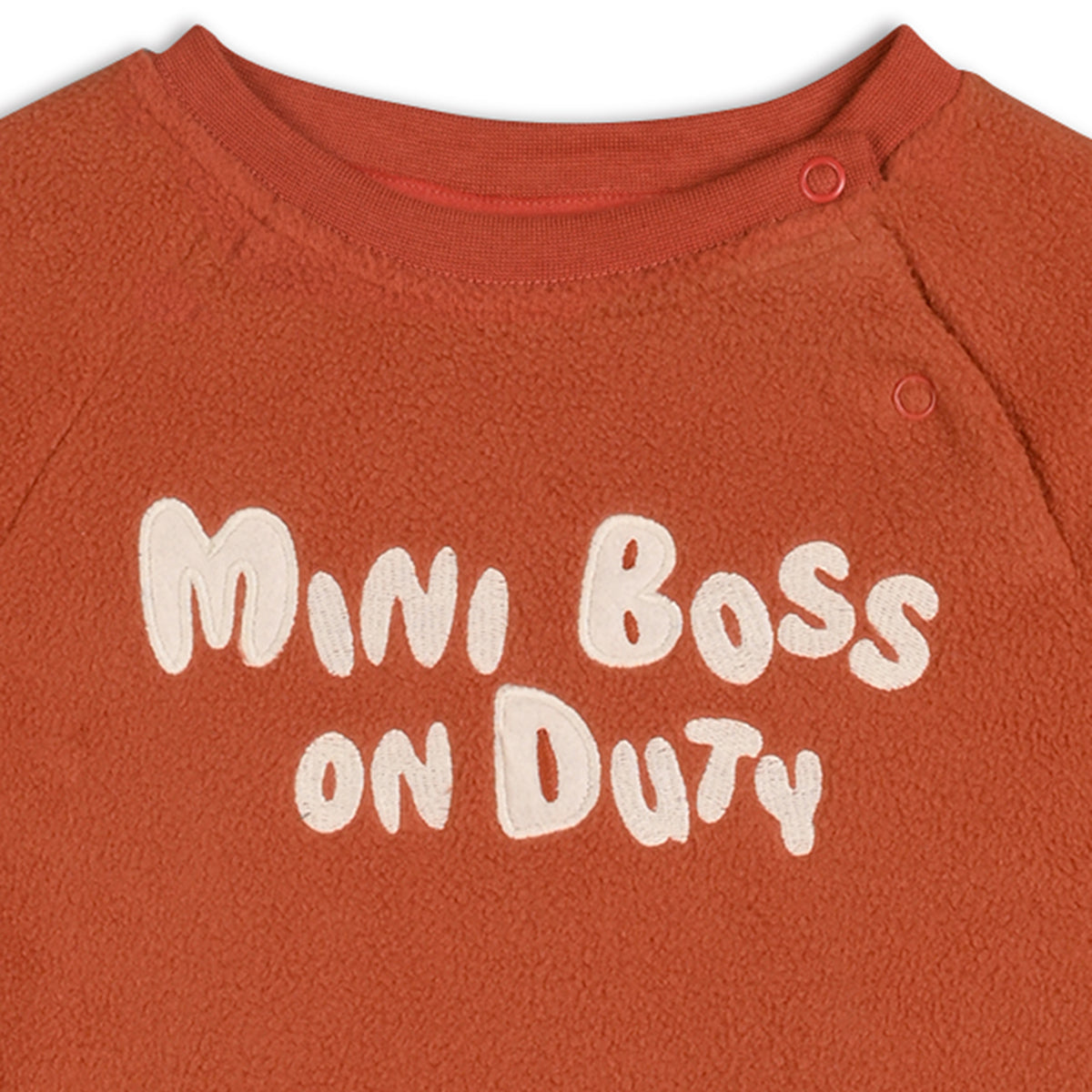 Boys Cotton Full Sleeve Text Embroidered Clothing Set - Rust Orange