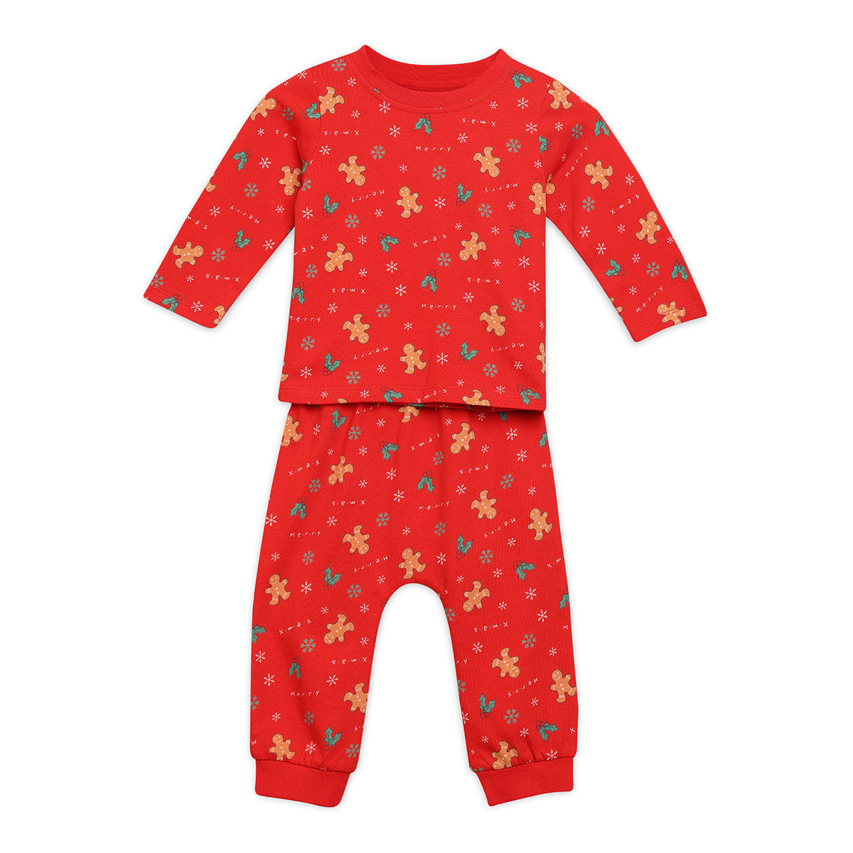 Boys Cotton Full Sleeve Conversational Printed Clothing Set - Red