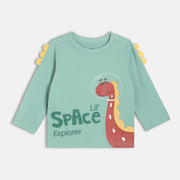 Boys Green Collared Checked T-Shirt