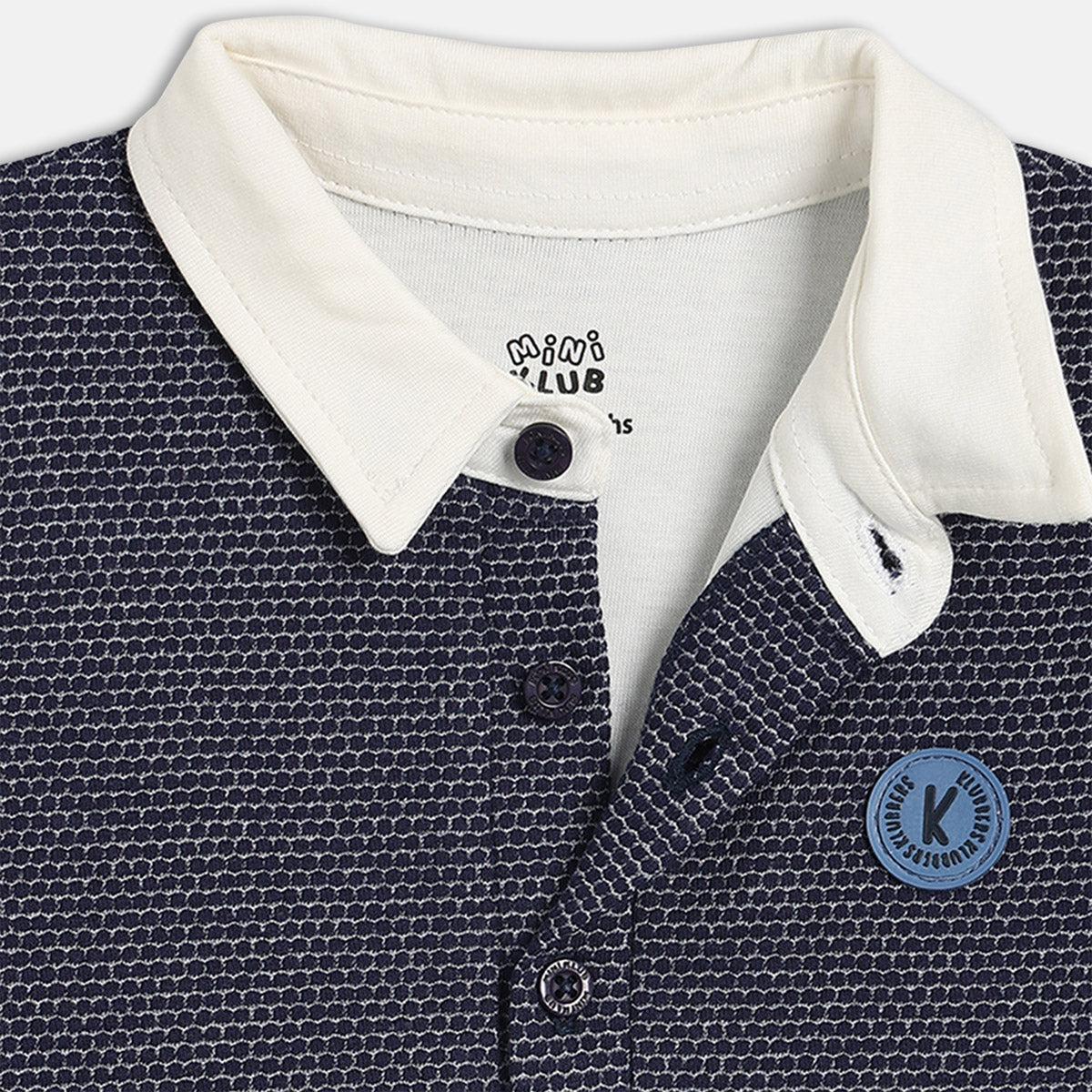 Boys Cotton Full Sleeves Solid T-shirt - White & Blue