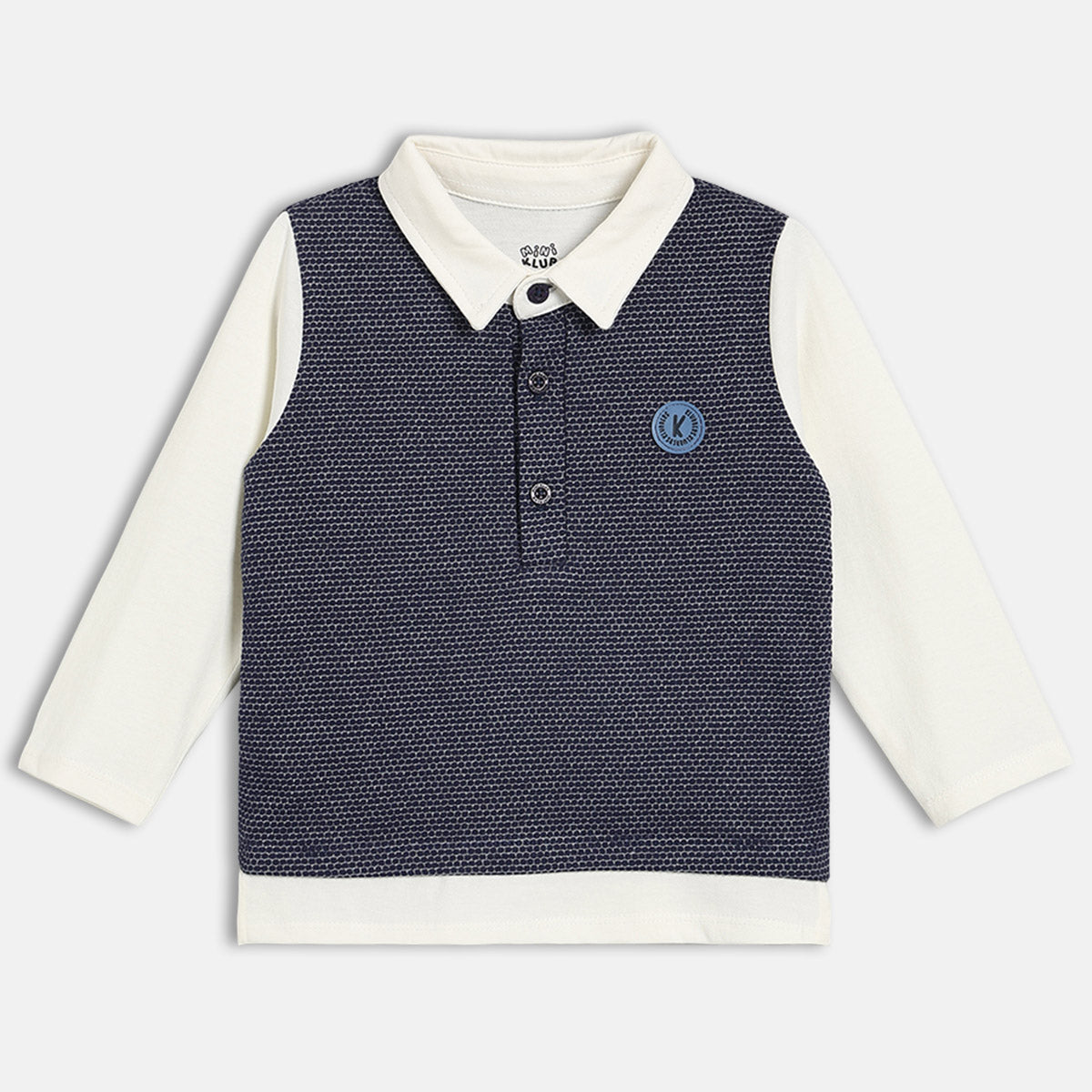 Boys Blue Half Open Full Sleeve T-Shirt