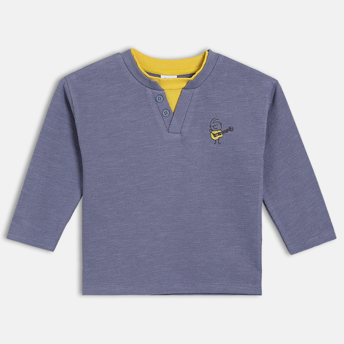 Boys Cotton Full Sleeves Solid Tee - Blue