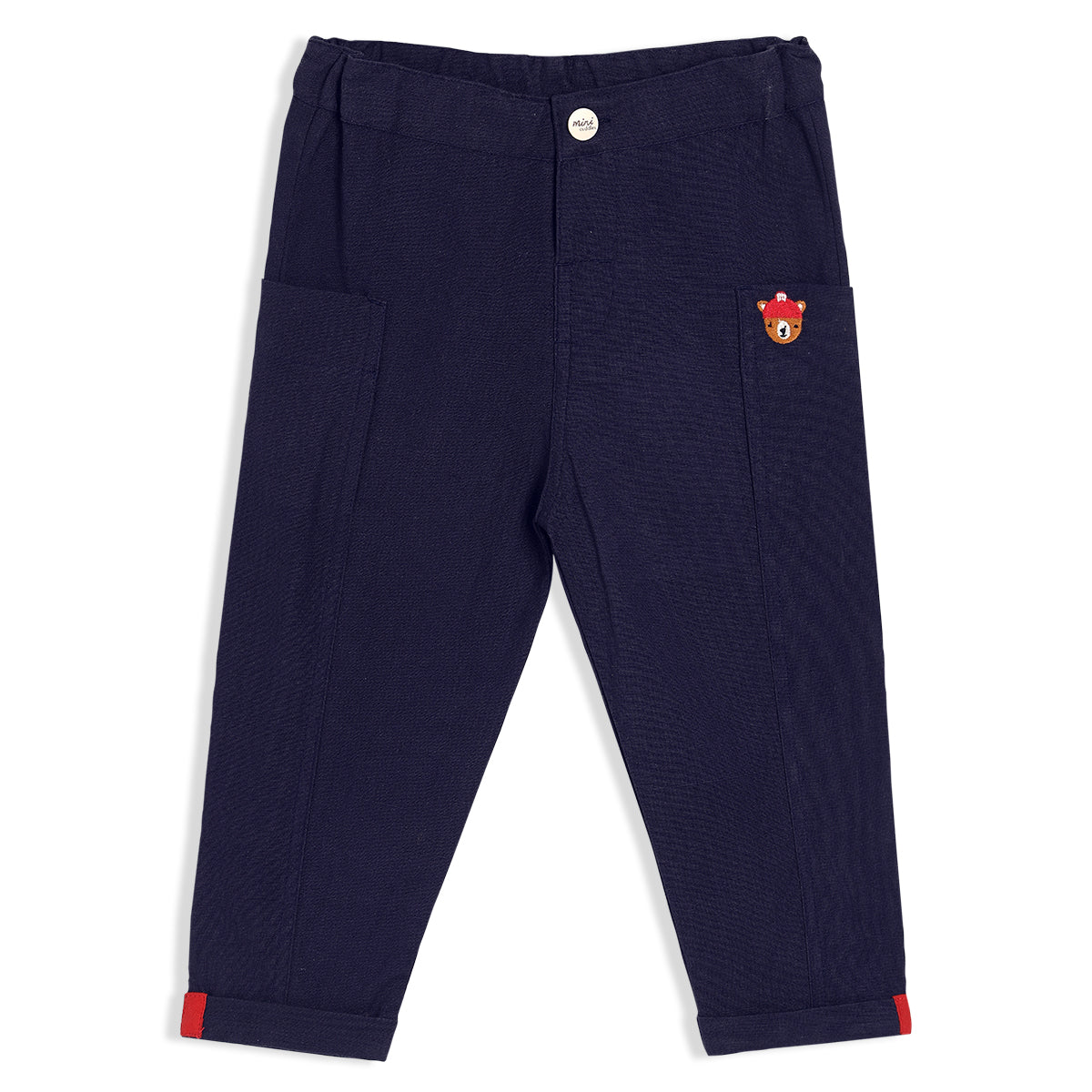 Boys Navy Blue Adjustable Waistband Full Length Woven Pant