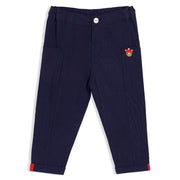 Boys Navy Blue Adjustable Waistband Full Length Woven Pant