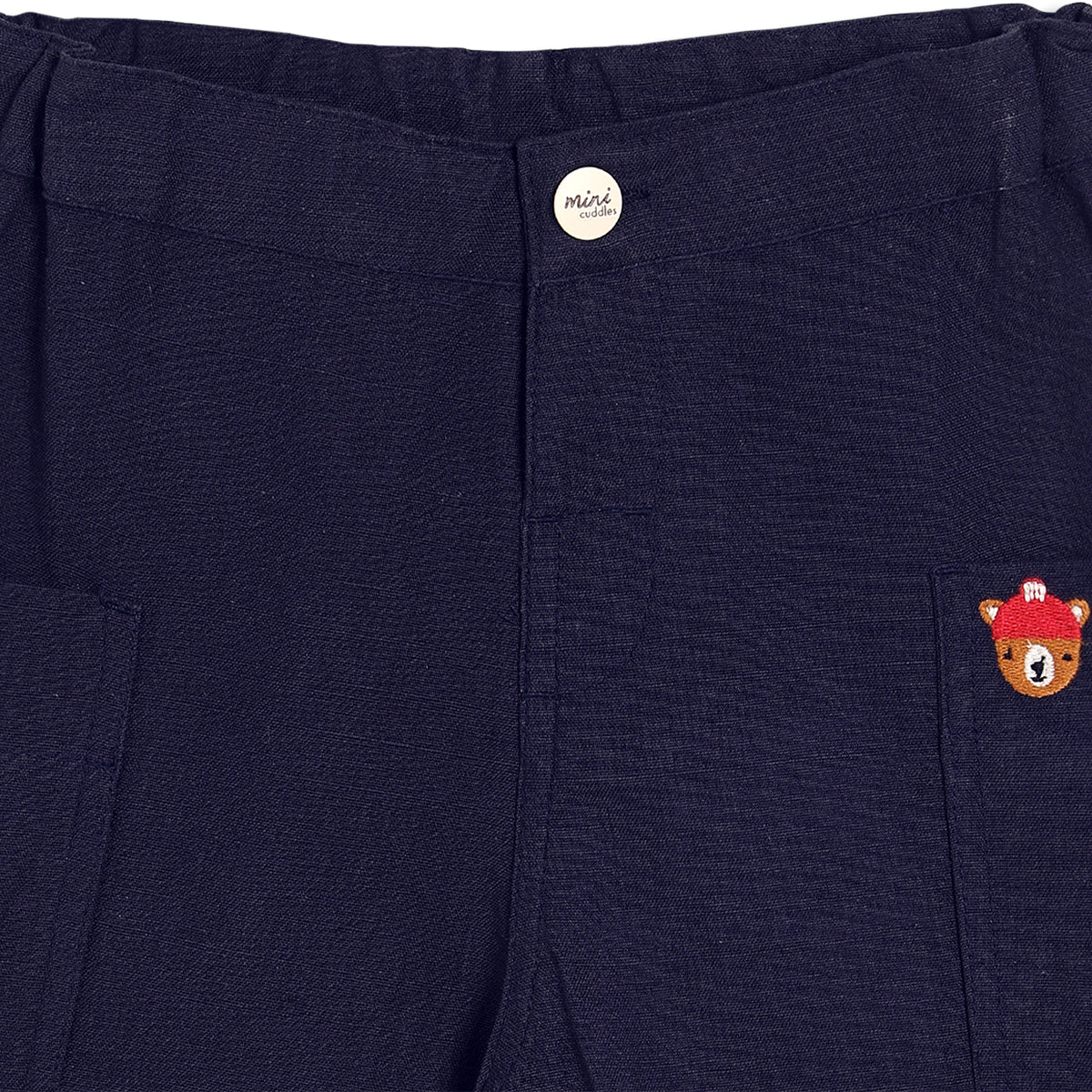 Boys Navy Blue Adjustable Waistband Full Length Woven Pant