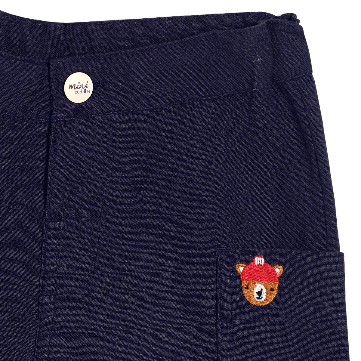 Boys Navy Blue Adjustable Waistband Full Length Woven Pant