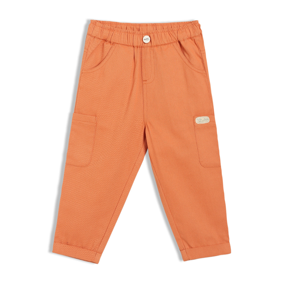 Boys Orange Adjustable Waistband Full Length Woven Pant