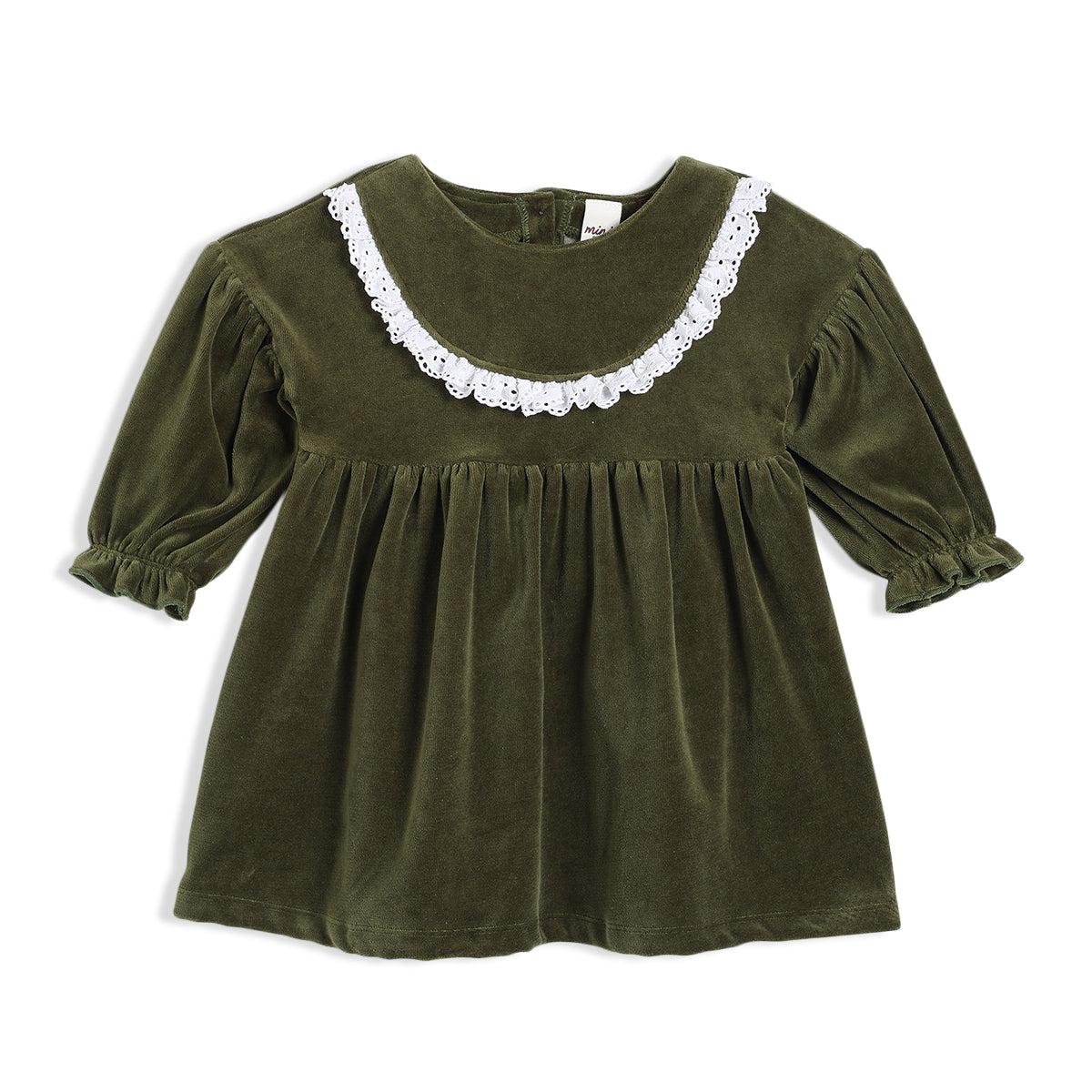 Baby Girls Velour Dress With Tights, Green