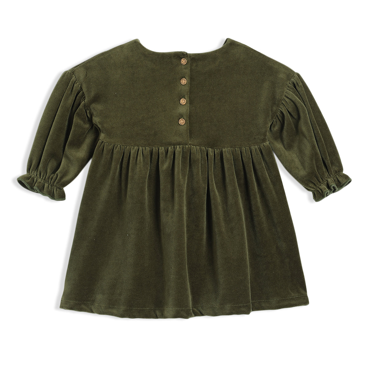 Baby Girls Velour Dress With Tights, Green