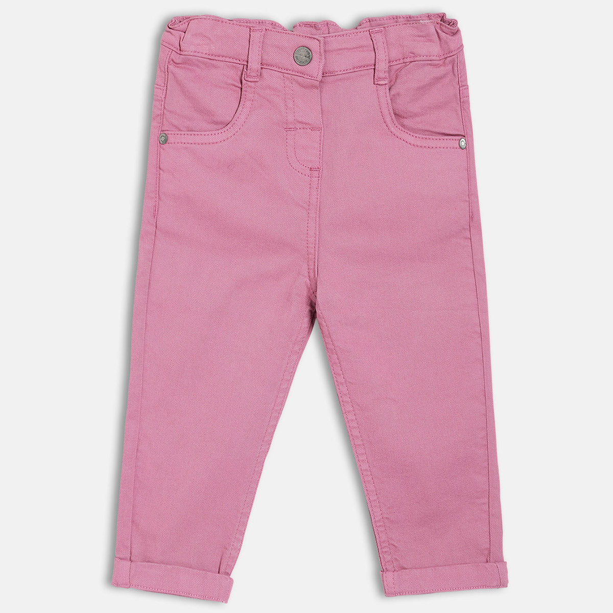 Girls Purple Solid Denim Pant