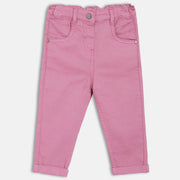 Girls Purple Solid Denim Pant