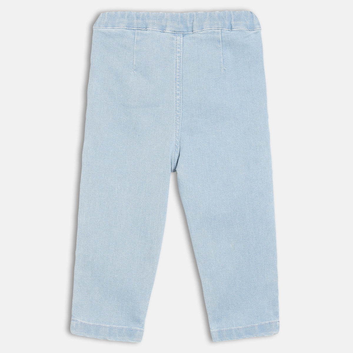 Girls Light Blue Solid Denim Pant