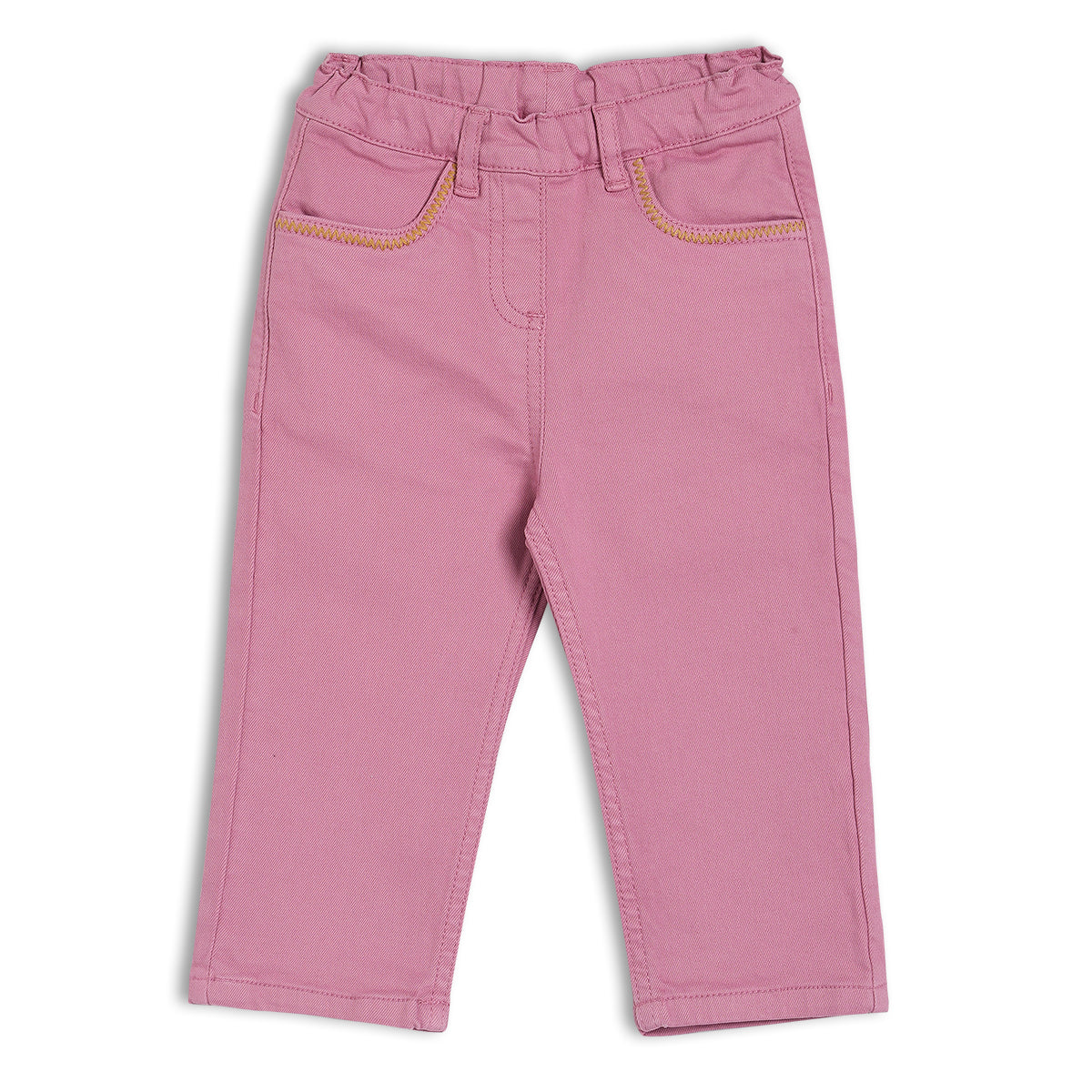 Girls Purple Adjustable Waistband Full Length Denim Pant
