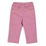 Girls Purple Adjustable Waistband Full Length Denim Pant
