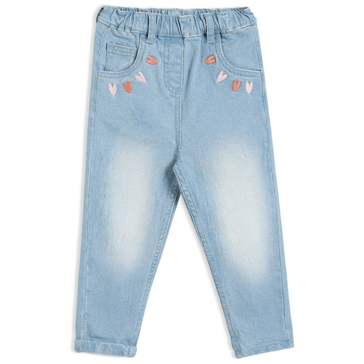 Girls Blue Elasticated Full Length Denim Pant