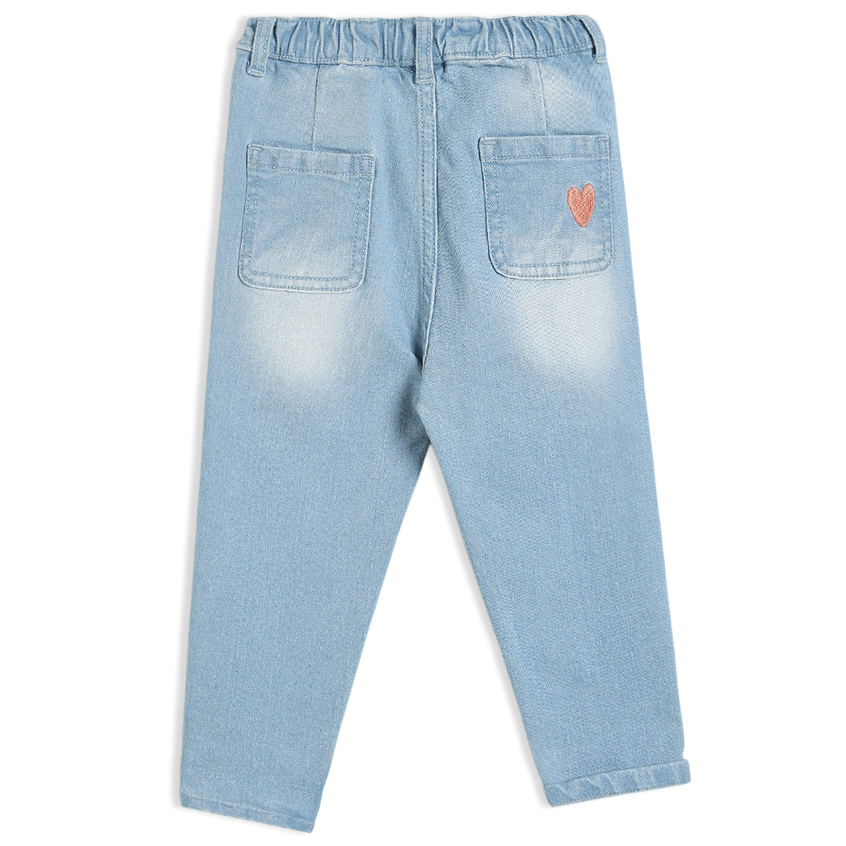 Girls Blue Elasticated Full Length Denim Pant