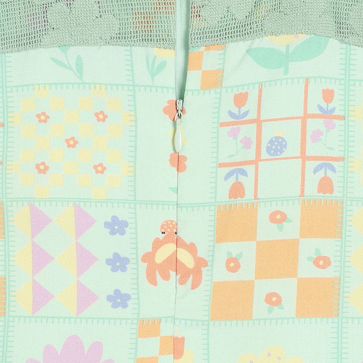 Girls Cotton Sleeveless Floral Printed Dress With Shrug - Green