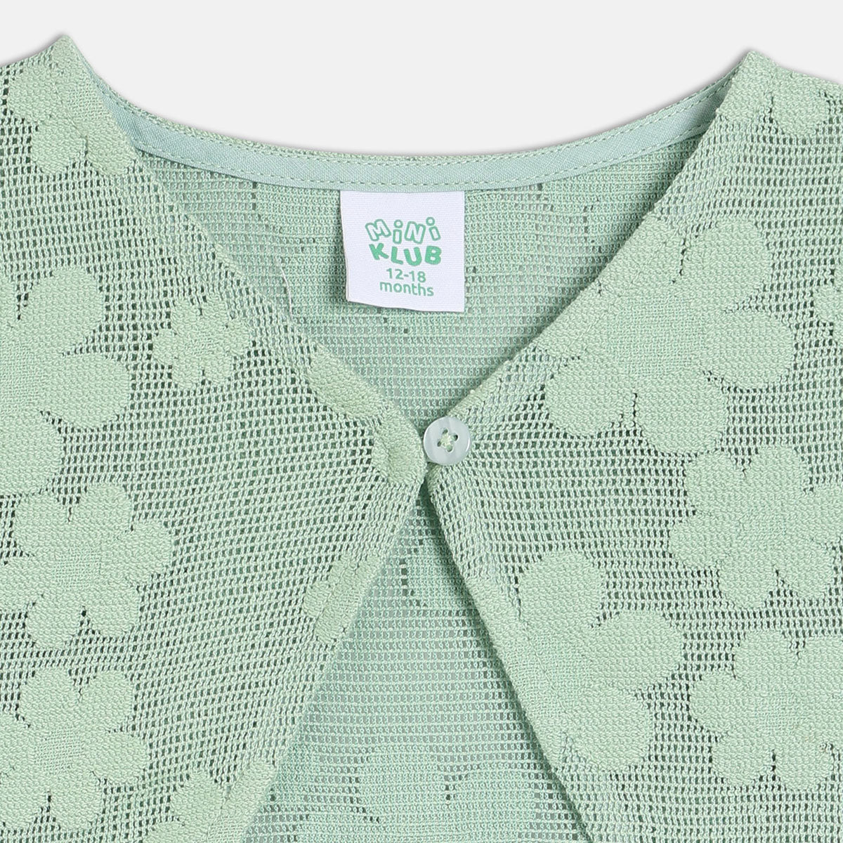 Girls Green Straight Neckline Knee Length Dress