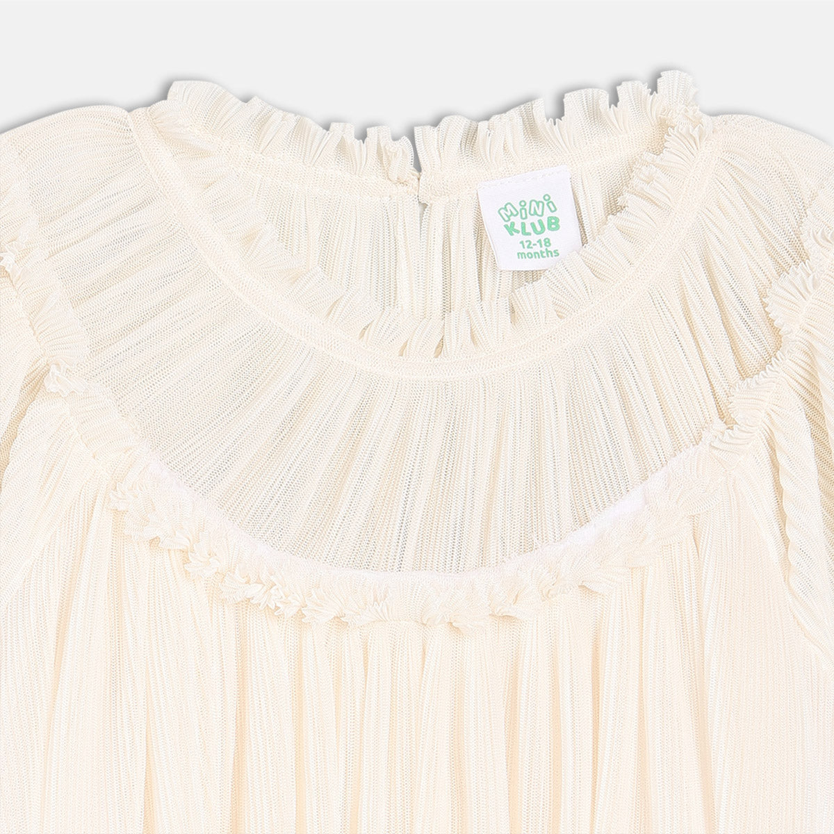 Girls White Round Neck Floral Printed Dress