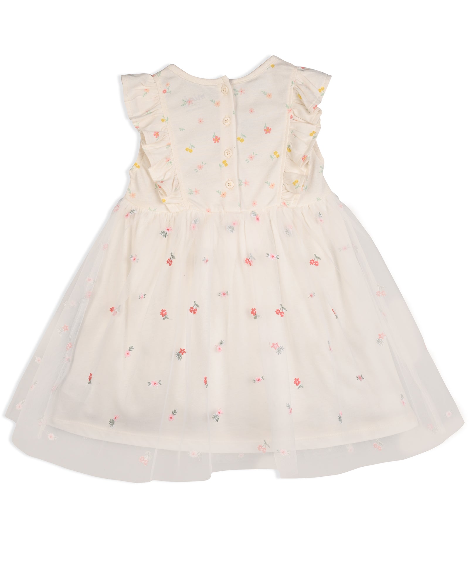 White Baby Girls Round Neck Cap Sleeve Dress