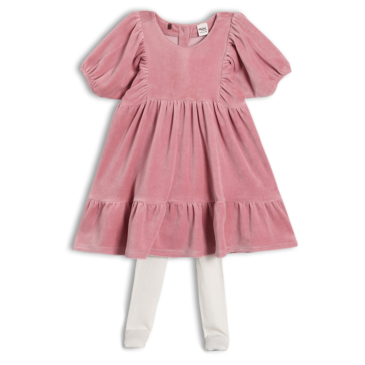 Girls Pink Round Neck Cap Sleeve Dress