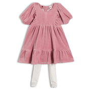 Girls Pink Round Neck Cap Sleeve Dress