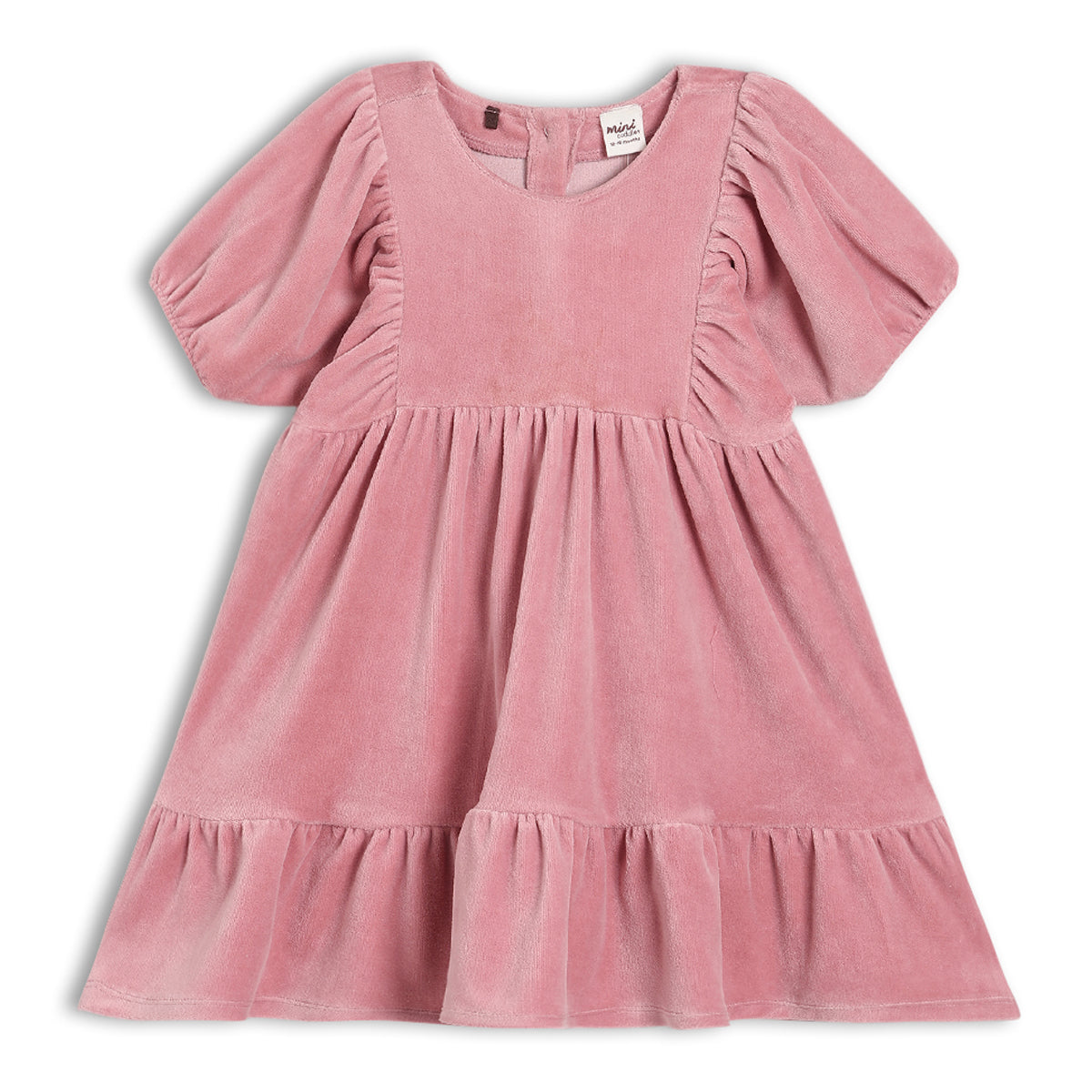 Girls Pink Round Neck Cap Sleeve Dress