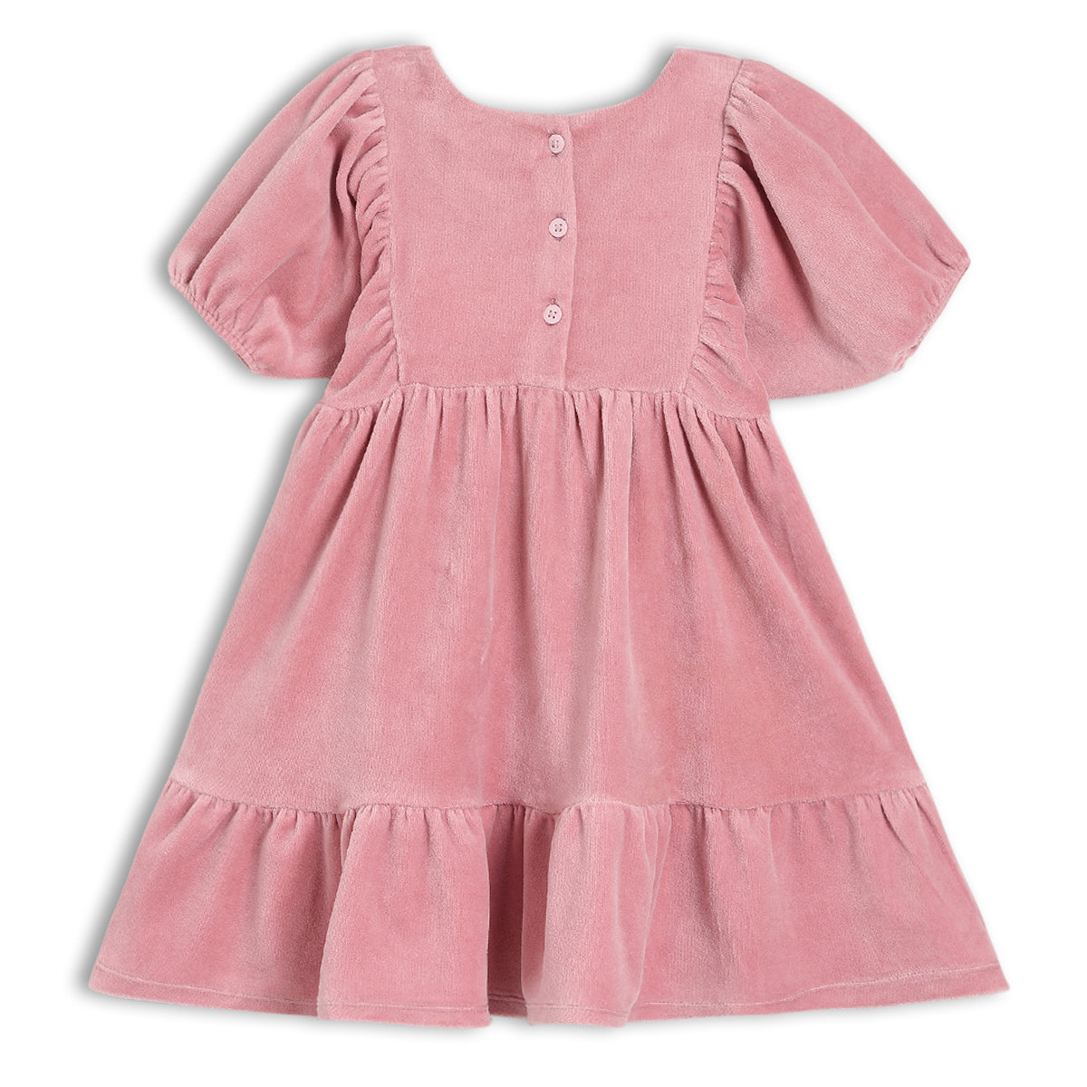 Girls Pink Round Neck Cap Sleeve Dress