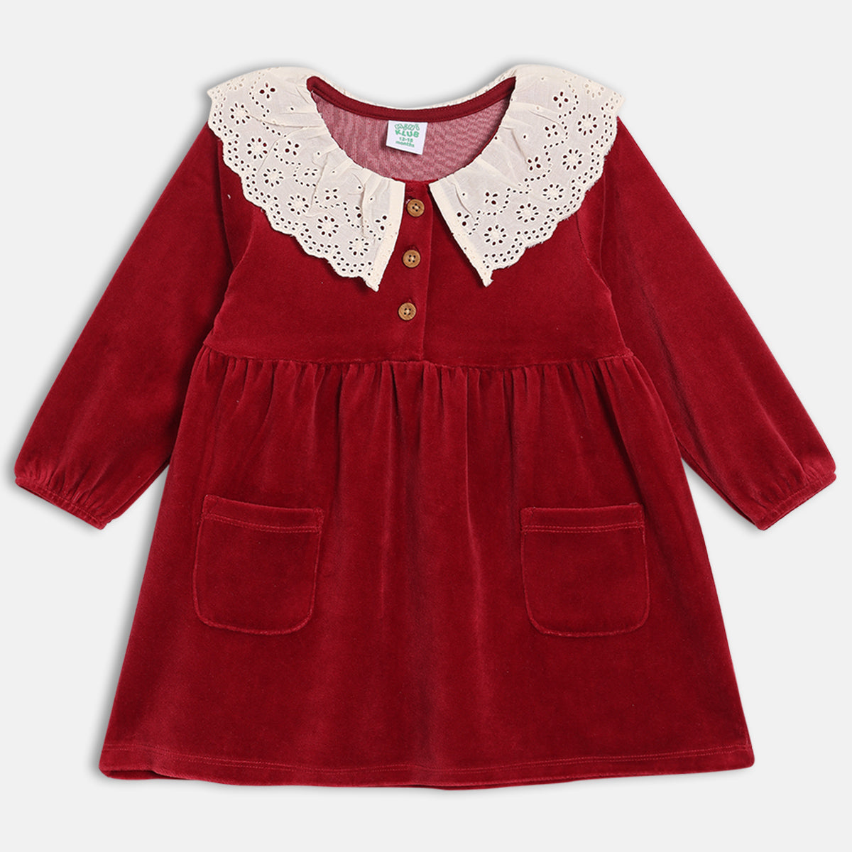 Girls Cotton Dress Maroon