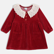 Girls Cotton Dress Maroon