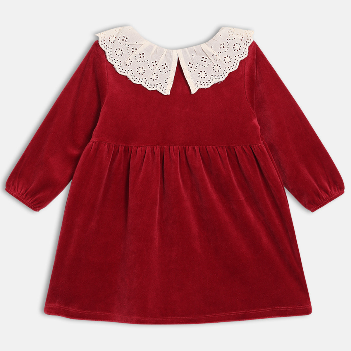 Girls Cotton Dress Maroon
