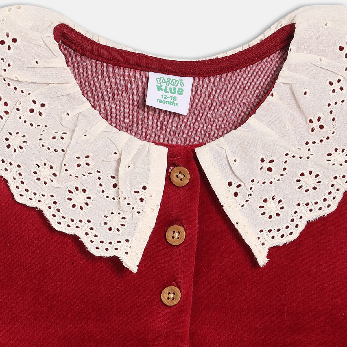 Girls Cotton Dress Maroon