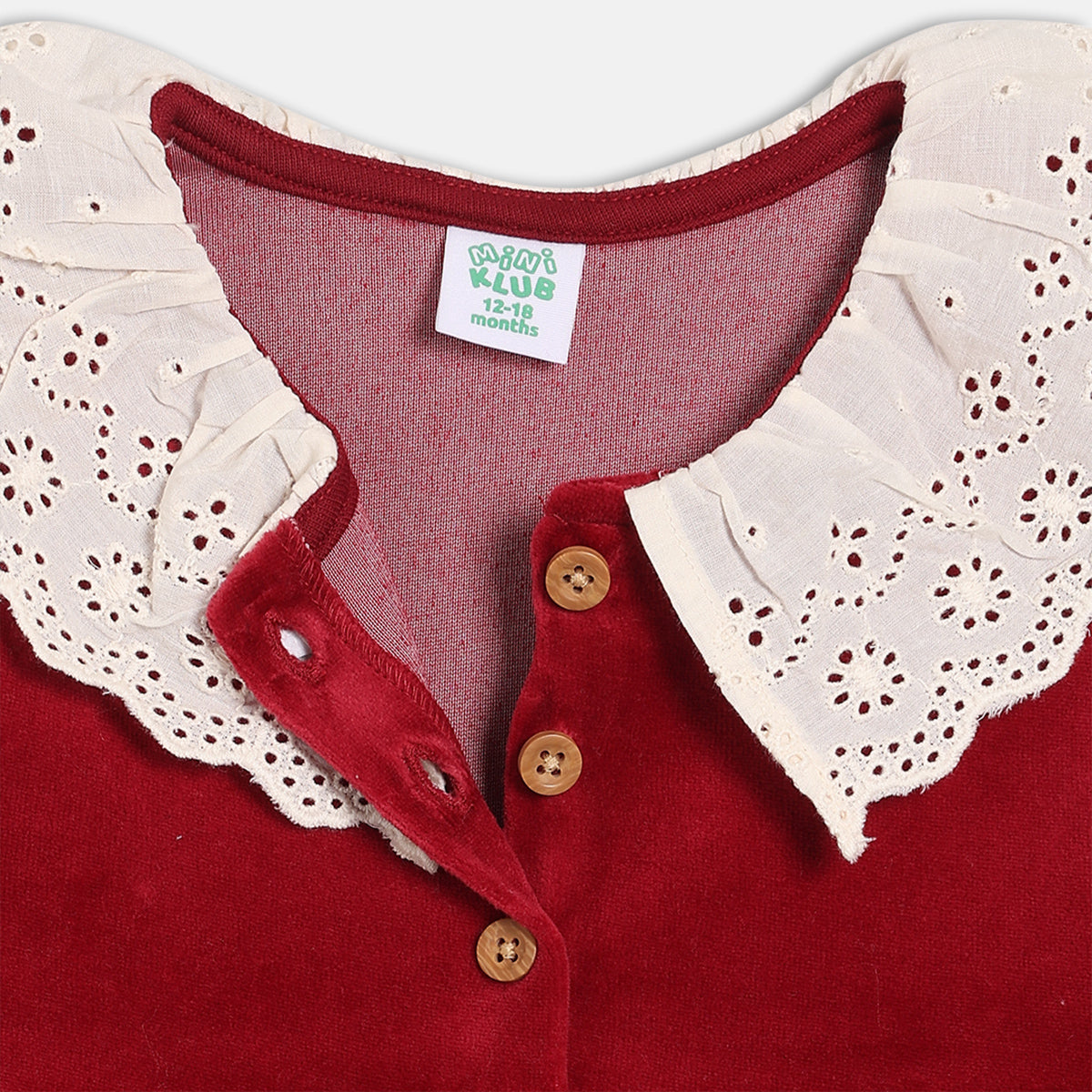 Girls Cotton Dress Maroon