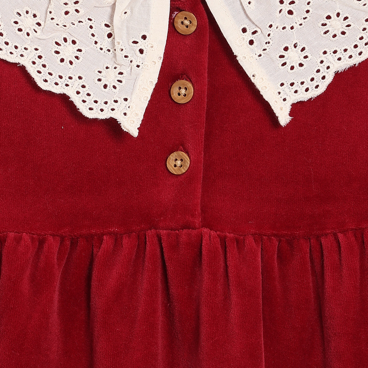 Girls Cotton Dress Maroon