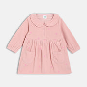 Girls Pink Round Neck Floral Printed Dress
