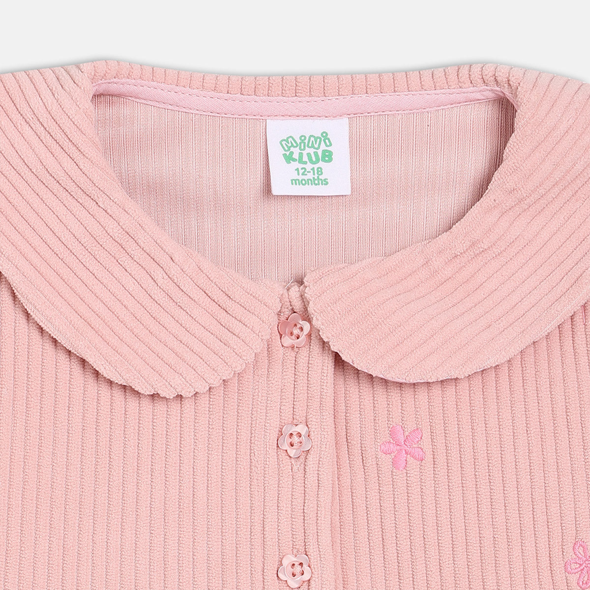 Girls Pink Round Neck Floral Printed Dress