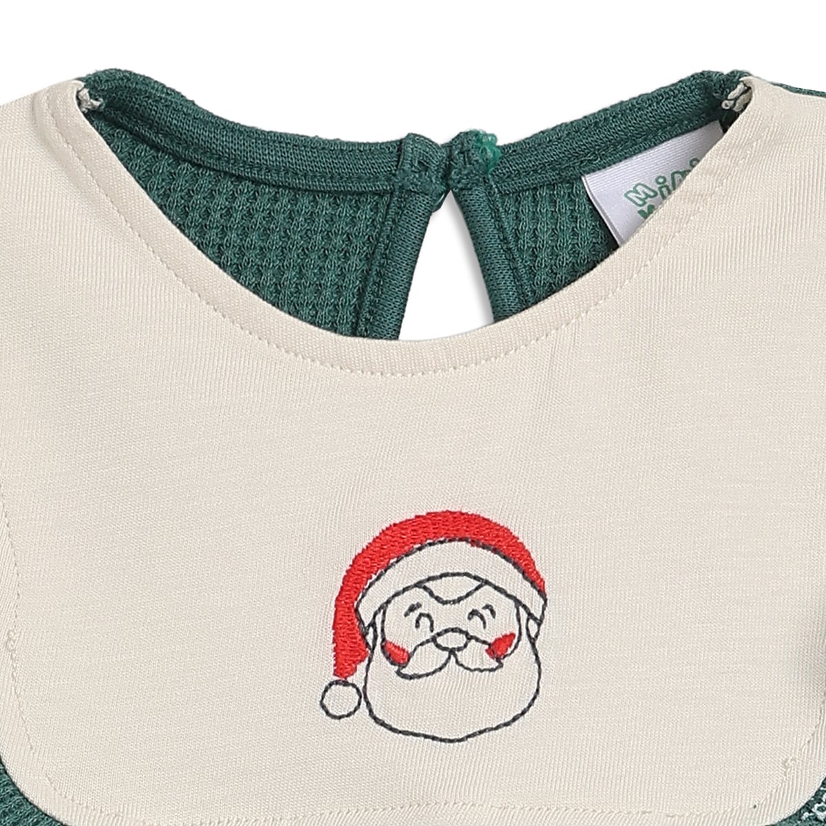 Baby Girls Green and White Cotton Printed Full Sleeves Fit and Flare Dress Regular Fit Winter Wear