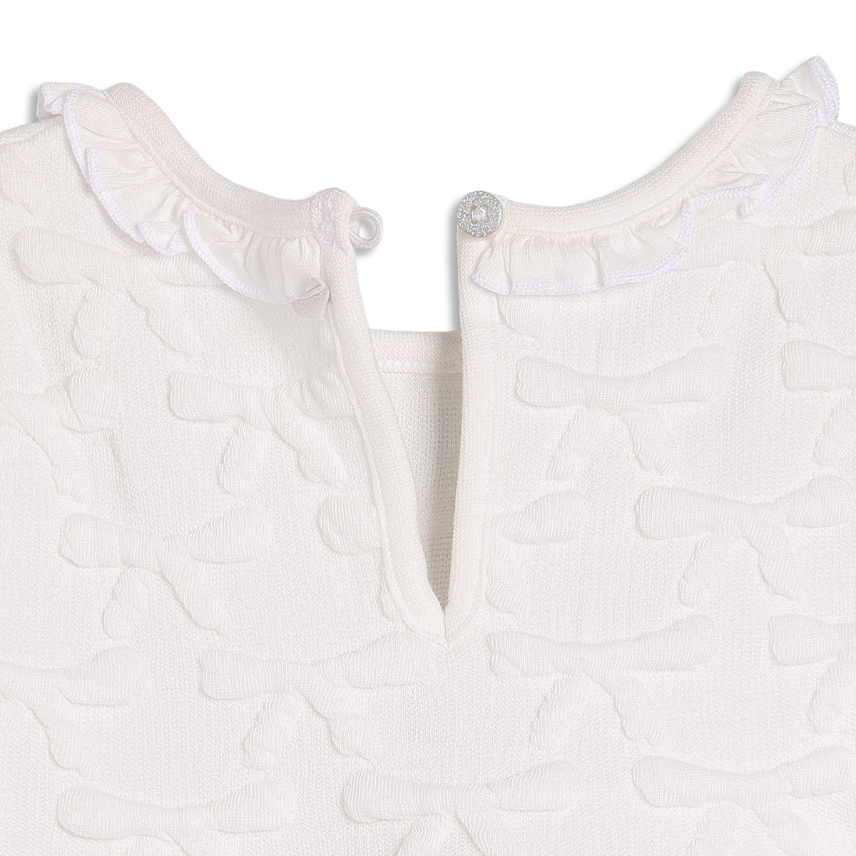Baby Girls White and Red Textured Full Sleeves Fit and Flare Party Dress Regular Fit Winter Wear