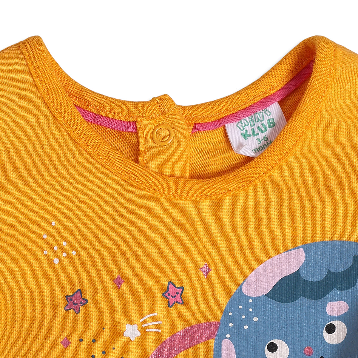 Baby Girls Mustard Yellow and Black Cotton Printed Full Sleeves Fit and Flare Dress with Bloomers Set Regular Fit Party Wear