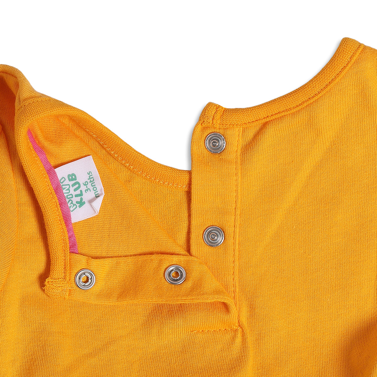 Baby Girls Mustard Yellow and Black Cotton Printed Full Sleeves Fit and Flare Dress with Bloomers Set Regular Fit Party Wear