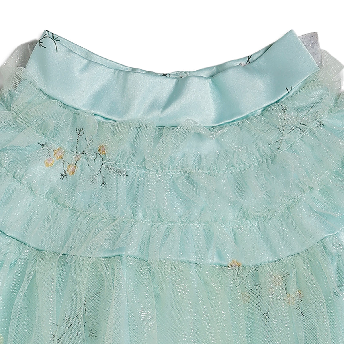 Baby Girls Mint Green Floral Printed Fit and Flare Party Dress Regular Fit Ethnic Wear