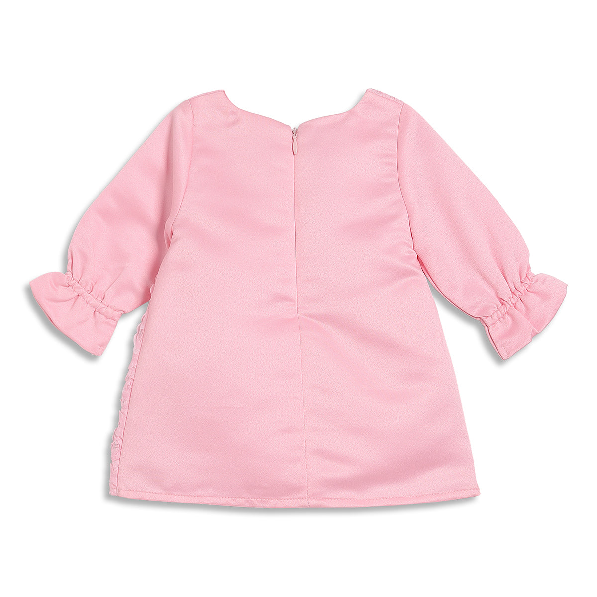 Baby Girls Pink Floral Lace Fit and Flare Party Dress Regular Fit Western Wear