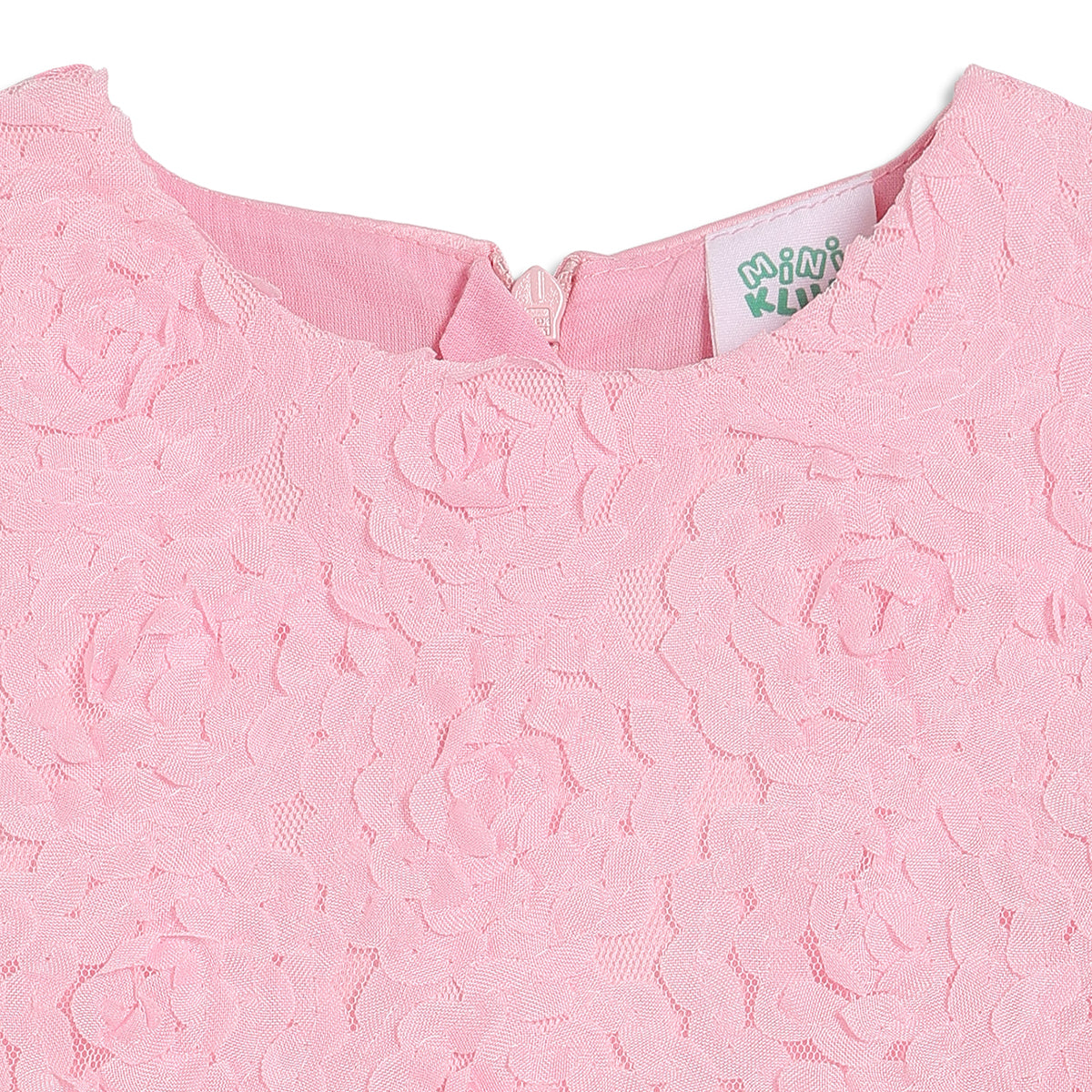Baby Girls Pink Floral Lace Fit and Flare Party Dress Regular Fit Western Wear