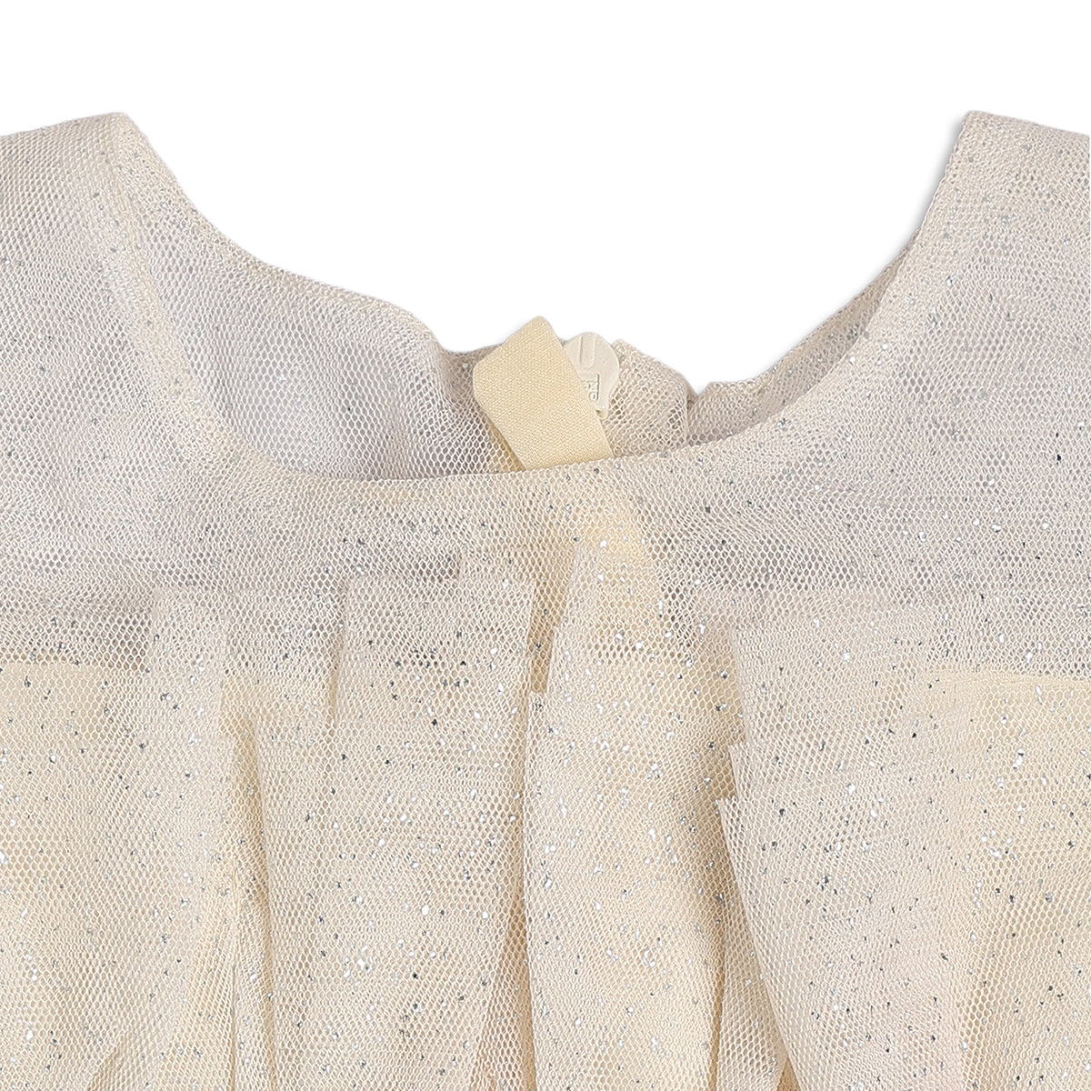 Baby Girls Cream Shimmer Net Fit and Flare Party Dress Regular Fit Western Wear