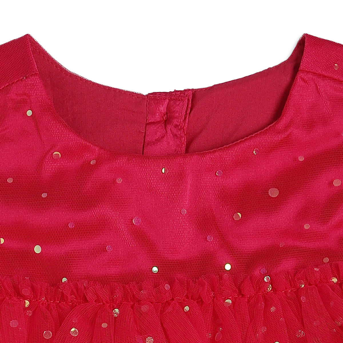 Baby Girls Pink Shimmer Net Fit and Flare Party Dress Regular Fit Western Wear